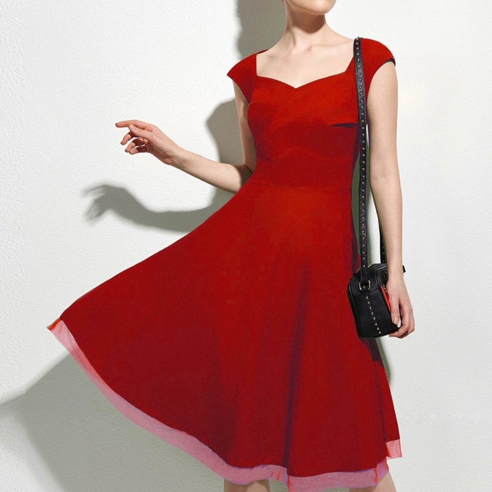 Beautiful red dress.
